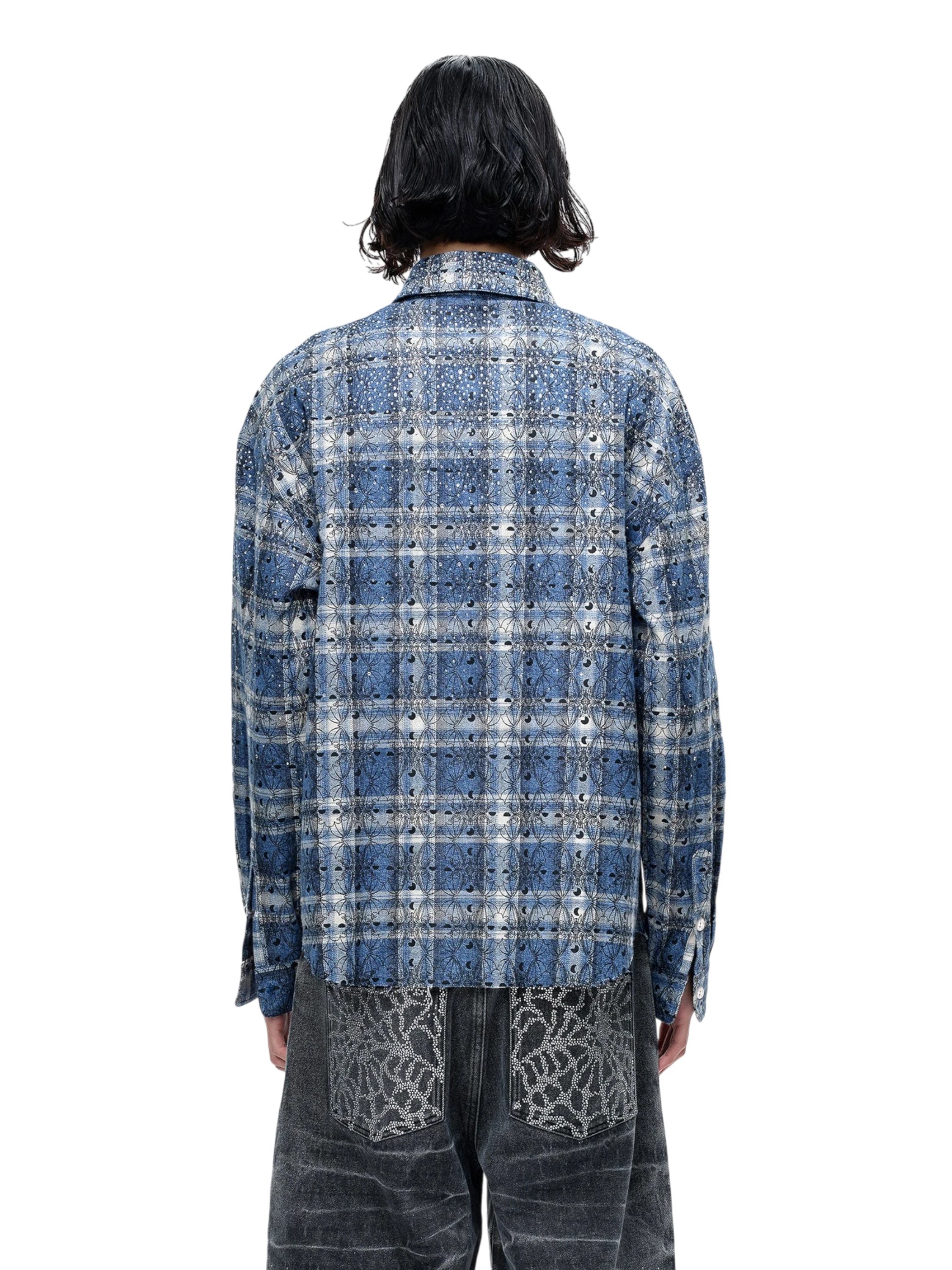 TBHNP Luminous Dawn Shadowbat buckle plaid flannel shirt — men's gothic streetwear button-up