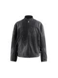 TBHNP Prince of Darkness canvas moto jacket in black, front view — men's streetwear jacket