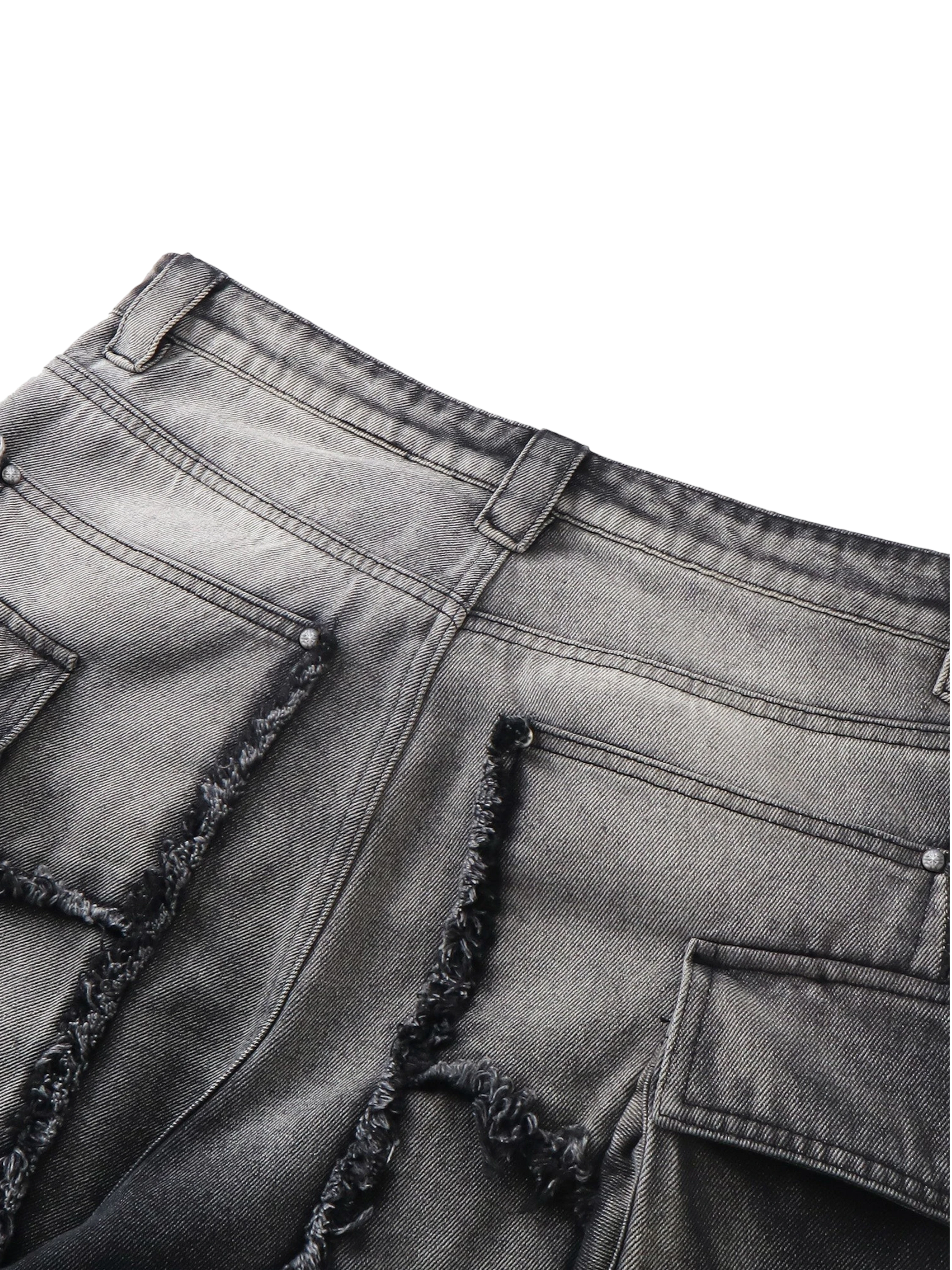 TBHNP Luminous Dawn sculpted bat flare jeans, black — men's streetwear denim