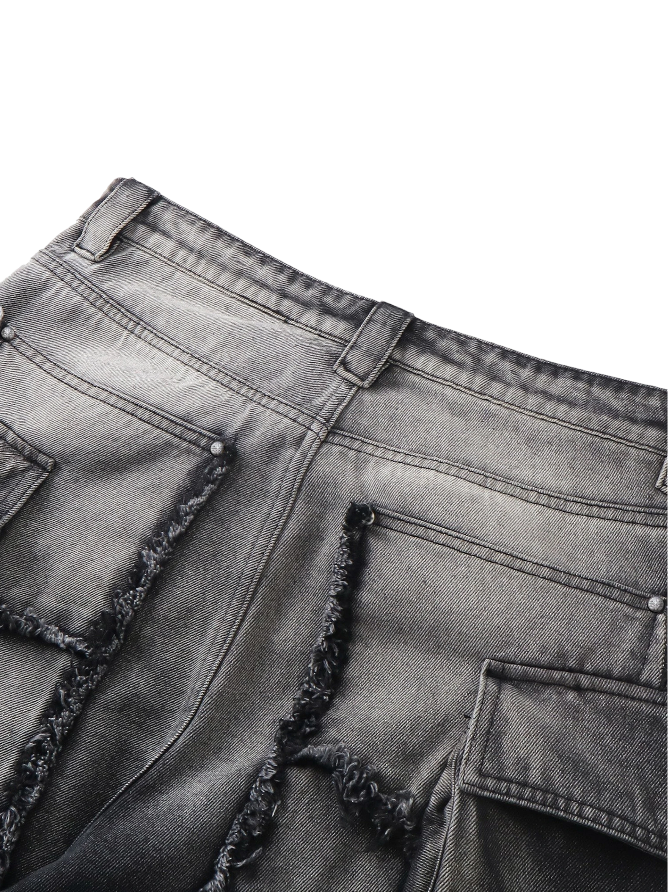 TBHNP Luminous Dawn sculpted bat flare jeans, black — men's streetwear denim