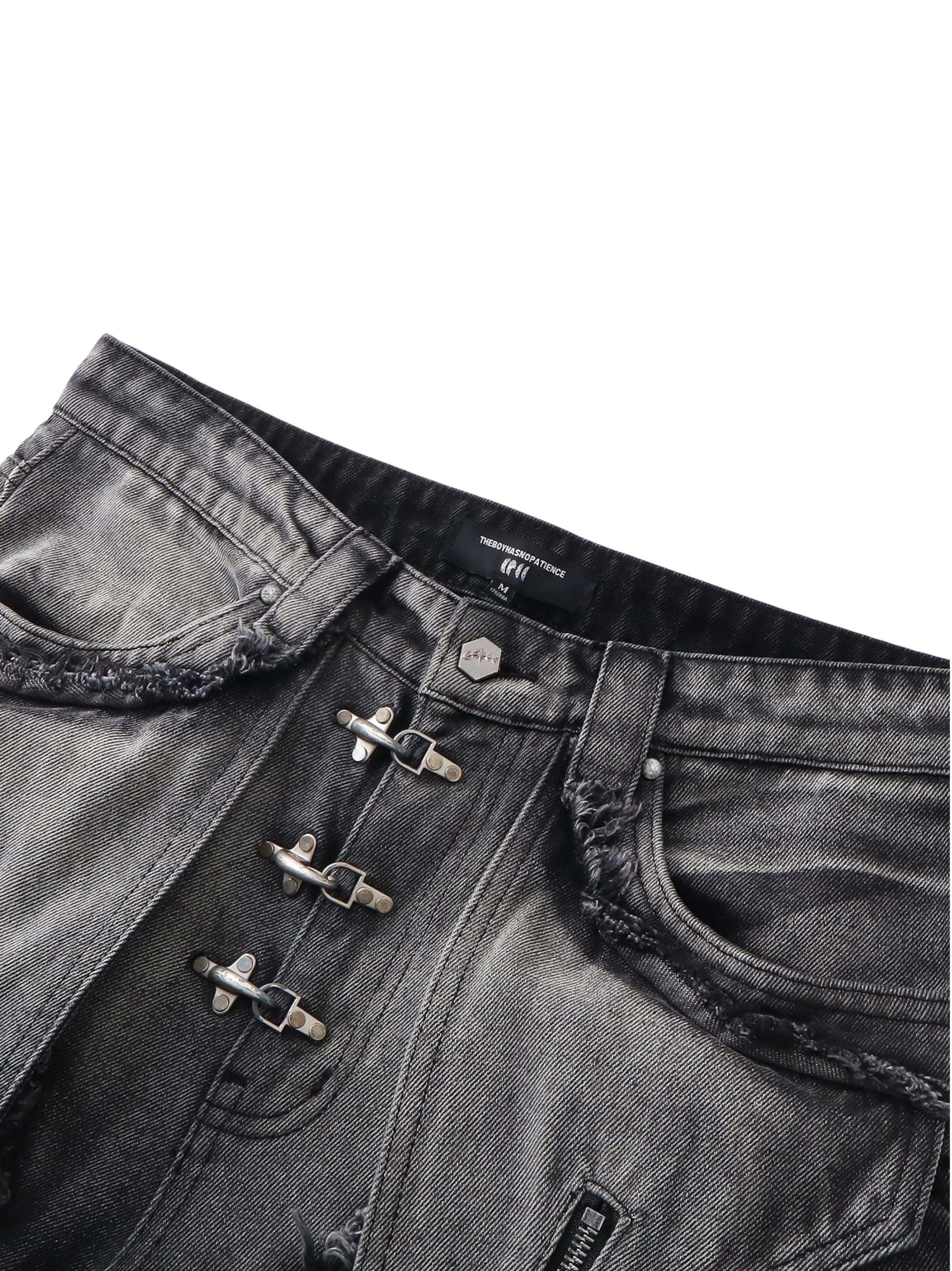 TBHNP Luminous Dawn sculpted bat flare jeans, black — men's streetwear denim