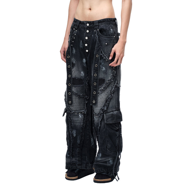 LUMINOUS DAWN RIVET RIBBON BAGGY JEANS