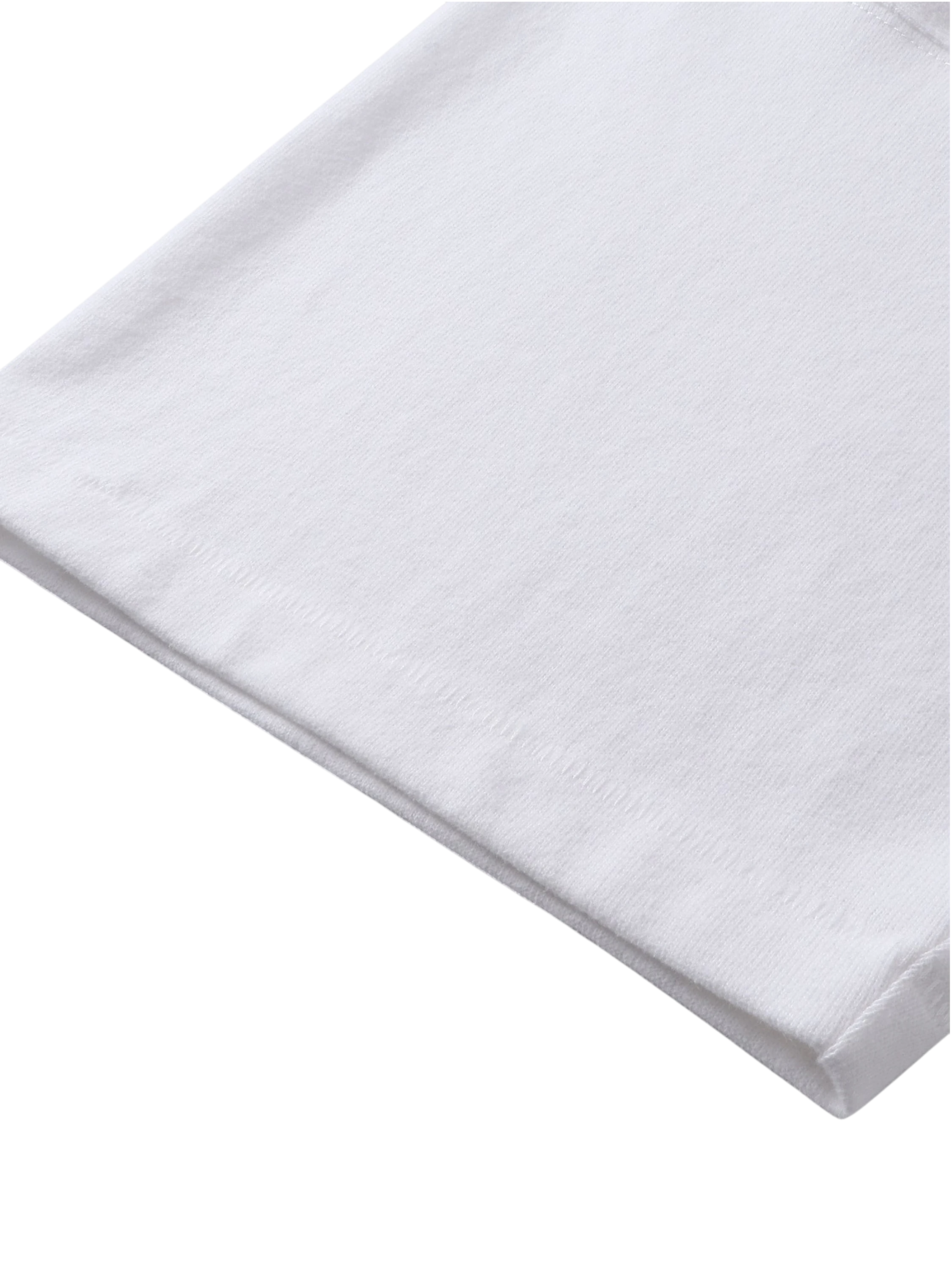 Close-up of the collar and fabric on TBHNP white Knight & Sword tee — men's streetwear detail