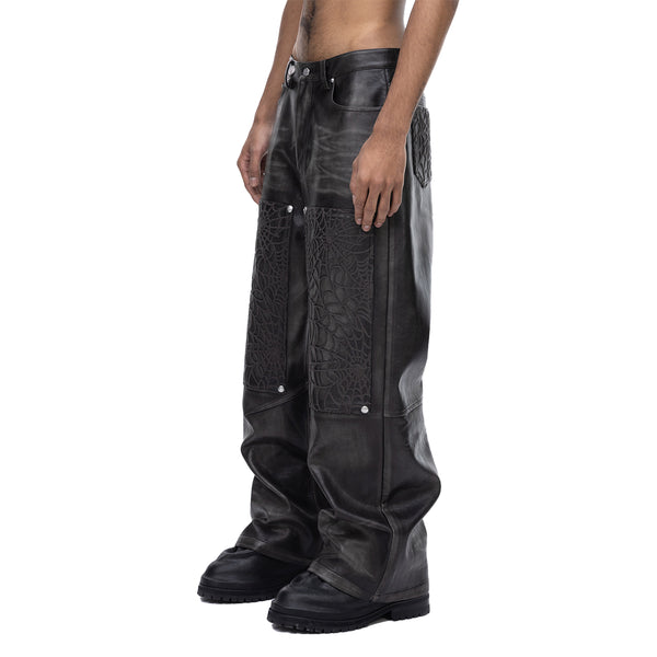 ECLIPSE OF THE BLOOD MOON COBWEB LEATHER PANTS