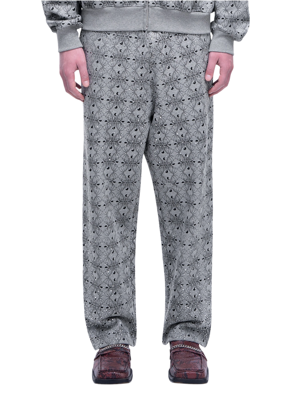 LUMINOUS DAWN DARK PATTERN RHINESTONE PANTS