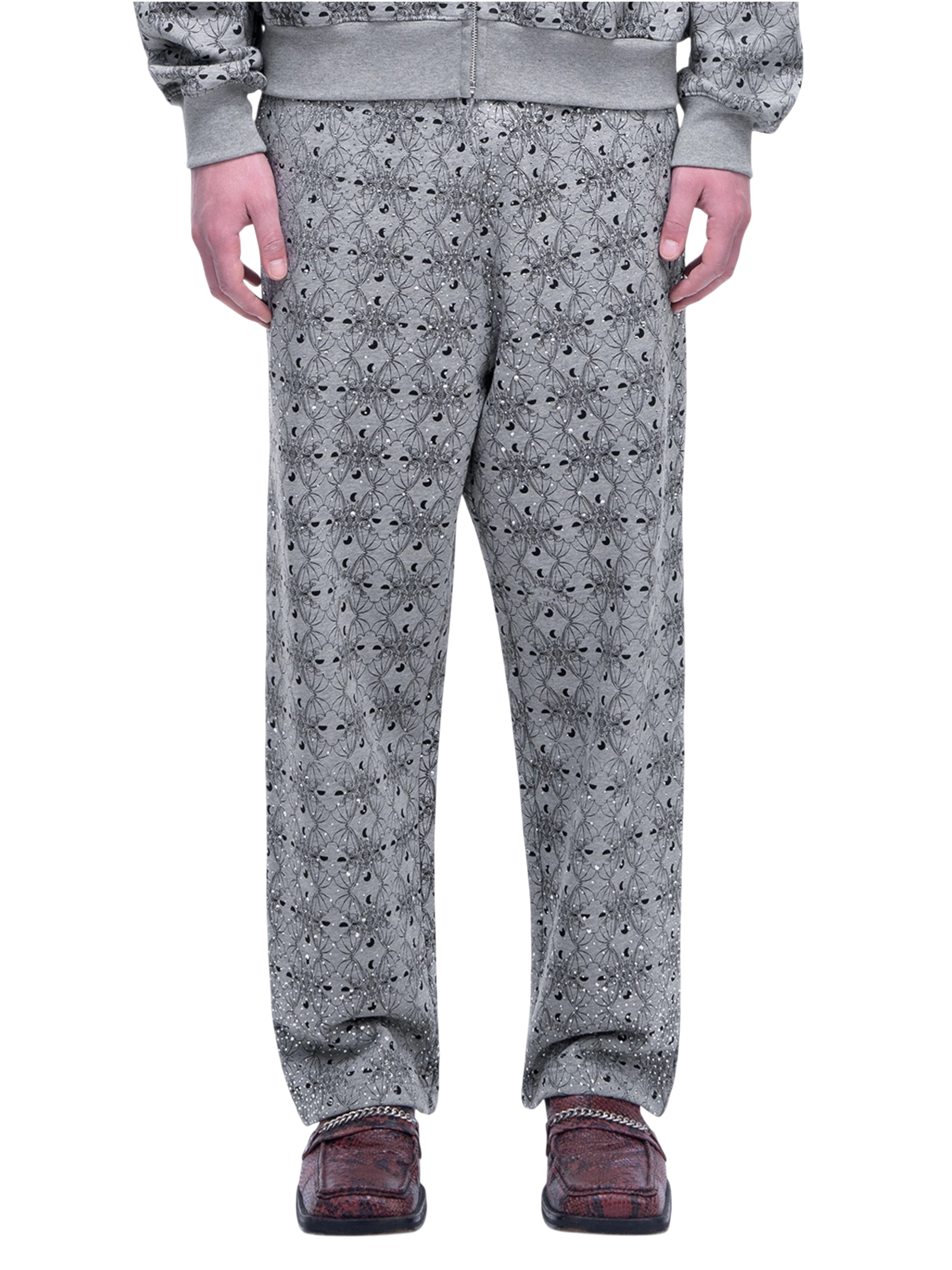 TBHNP Luminous Dawn all-over rhinestone wide-leg pants — men's streetwear pants