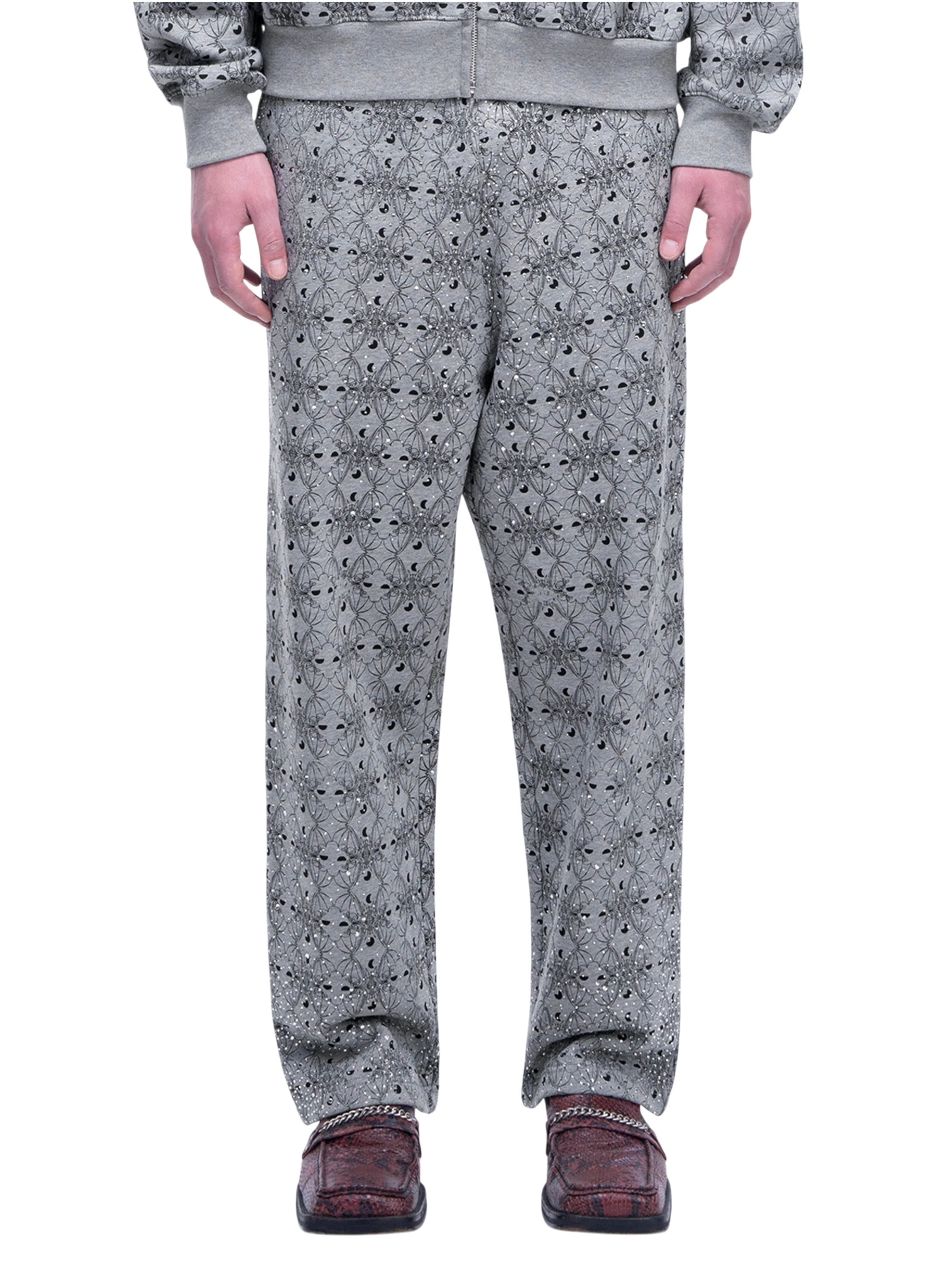 TBHNP Luminous Dawn all-over rhinestone wide-leg pants — men's streetwear pants
