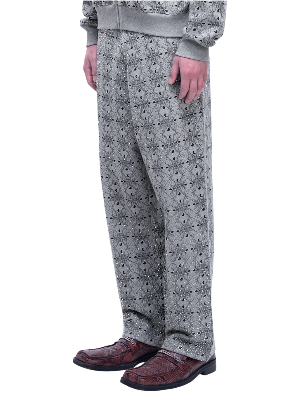 LUMINOUS DAWN DARK PATTERN RHINESTONE PANTS