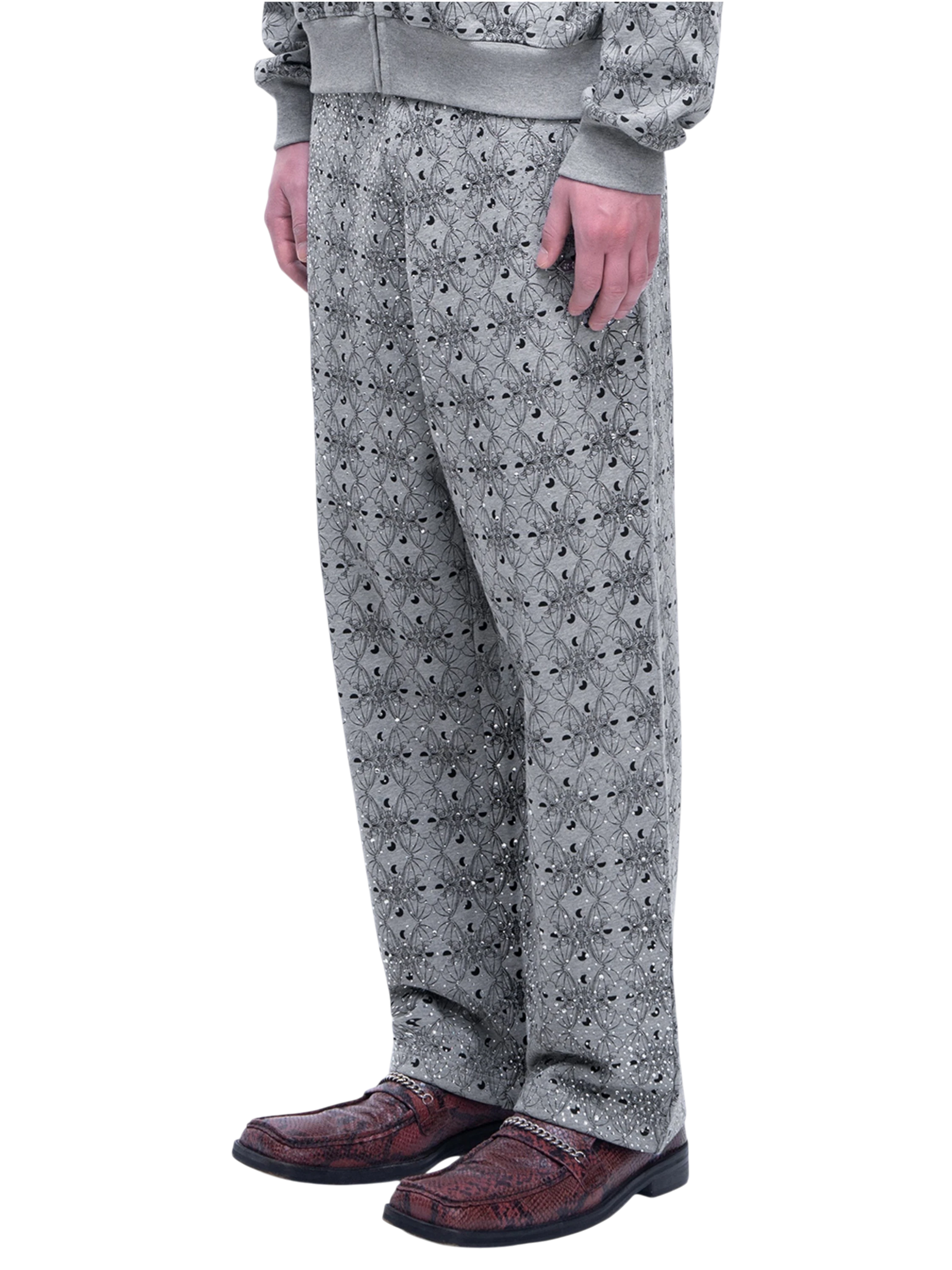 TBHNP Luminous Dawn all-over rhinestone wide-leg pants — men's streetwear pants