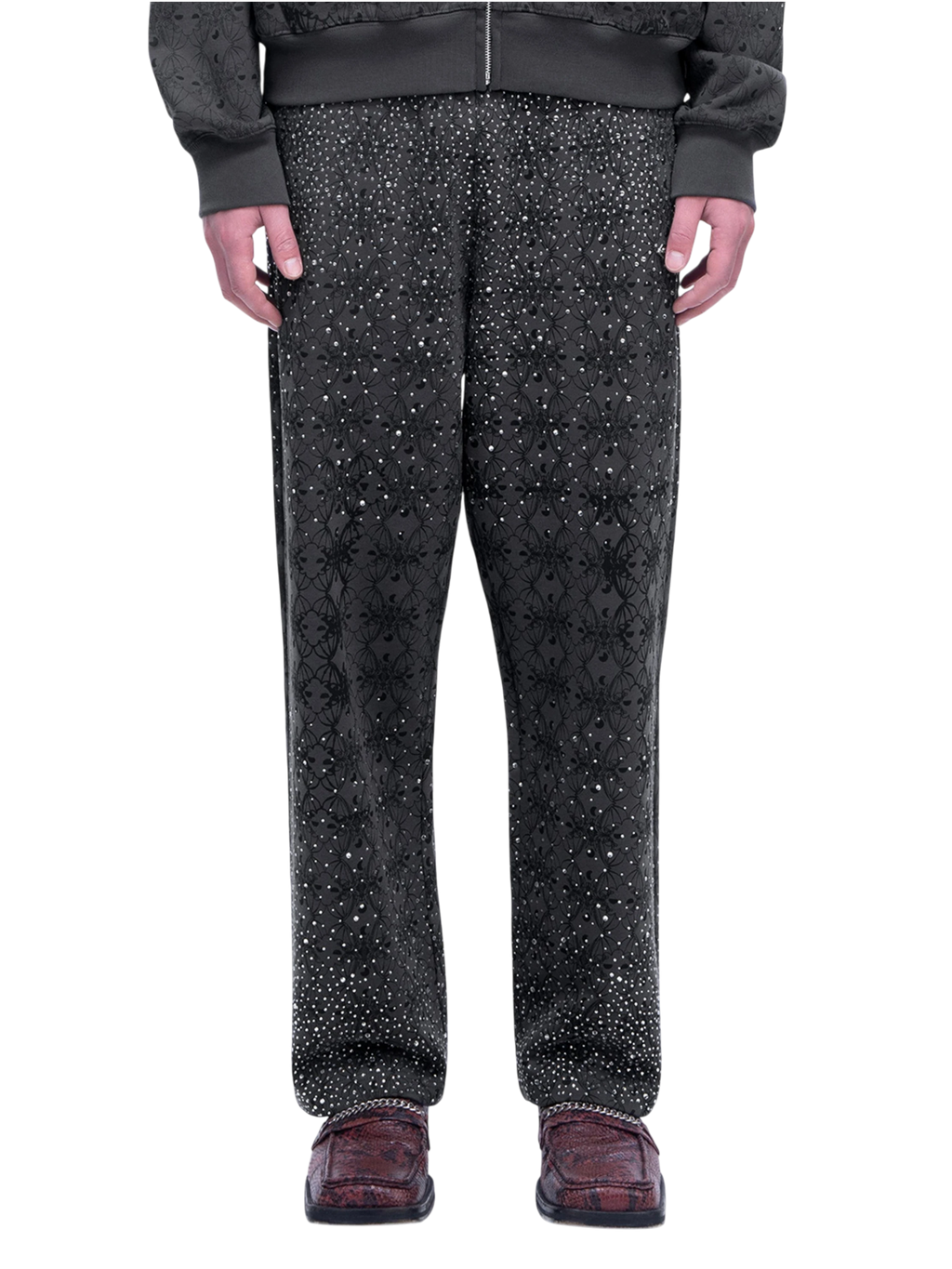 LUMINOUS DAWN DARK PATTERN RHINESTONE PANTS