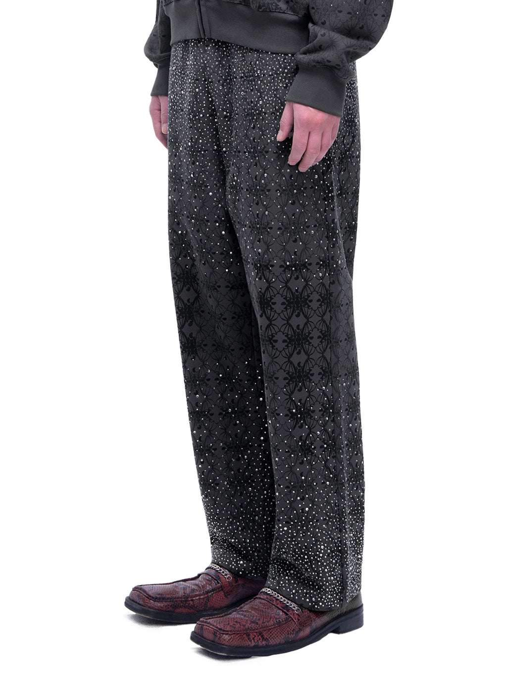 LUMINOUS DAWN DARK PATTERN RHINESTONE PANTS