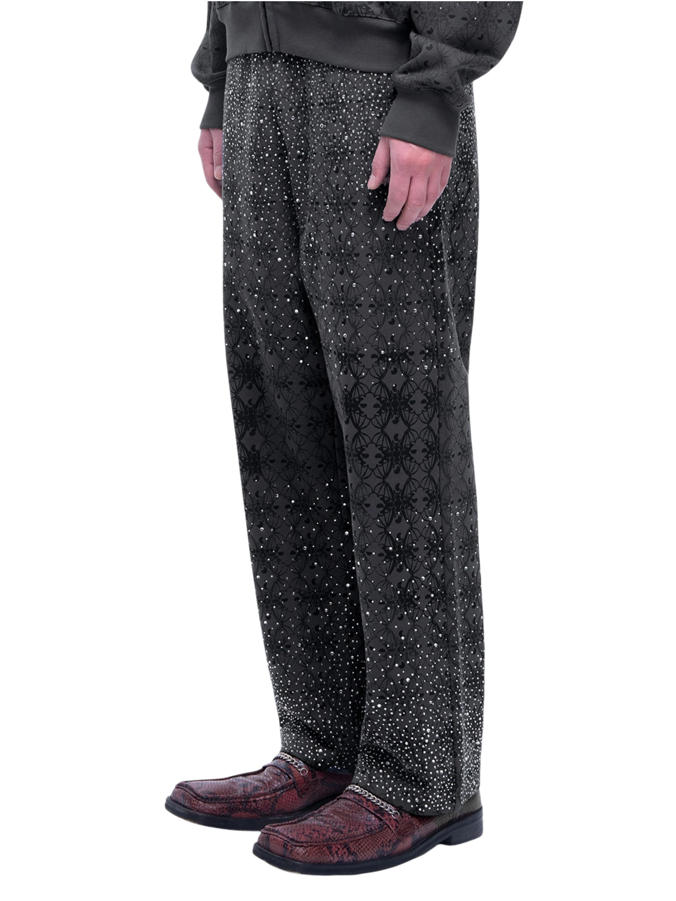 TBHNP Luminous Dawn all-over rhinestone wide-leg pants — men's streetwear pants