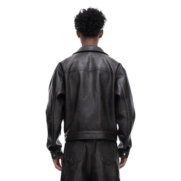 ECLIPSE OF THE BLOOD MOON COBWEB LEATHER JACKET