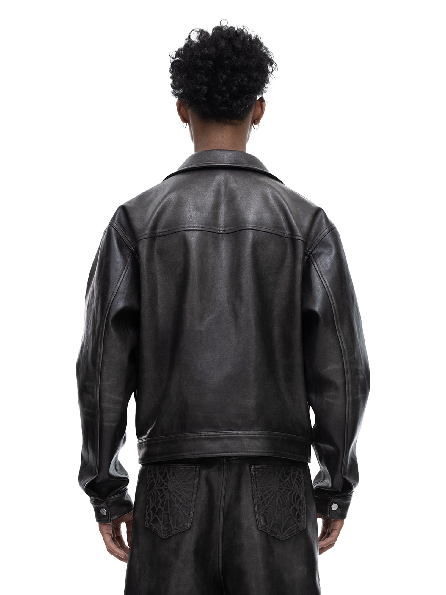 ECLIPSE OF THE BLOOD MOON COBWEB LEATHER JACKET