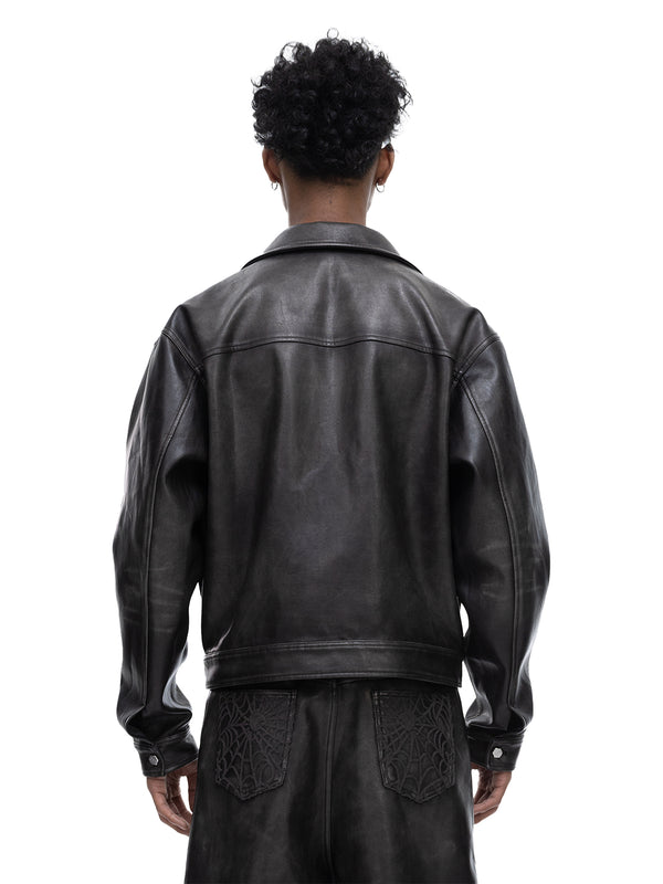 ECLIPSE OF THE BLOOD MOON COBWEB LEATHER JACKET