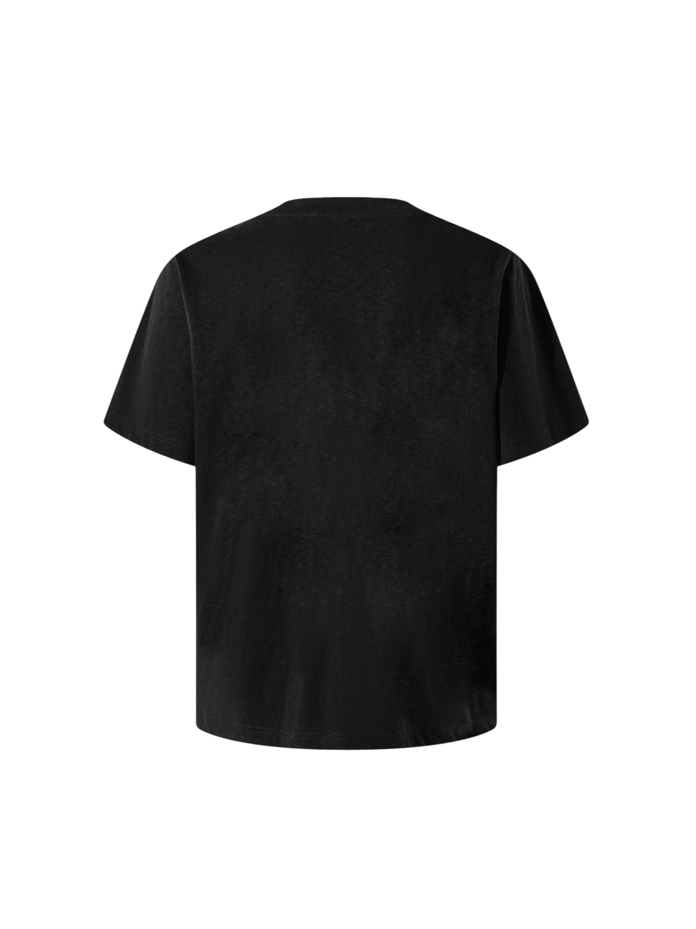 Camiseta negra de algodón Luminous Dawn, vista trasera lisa
