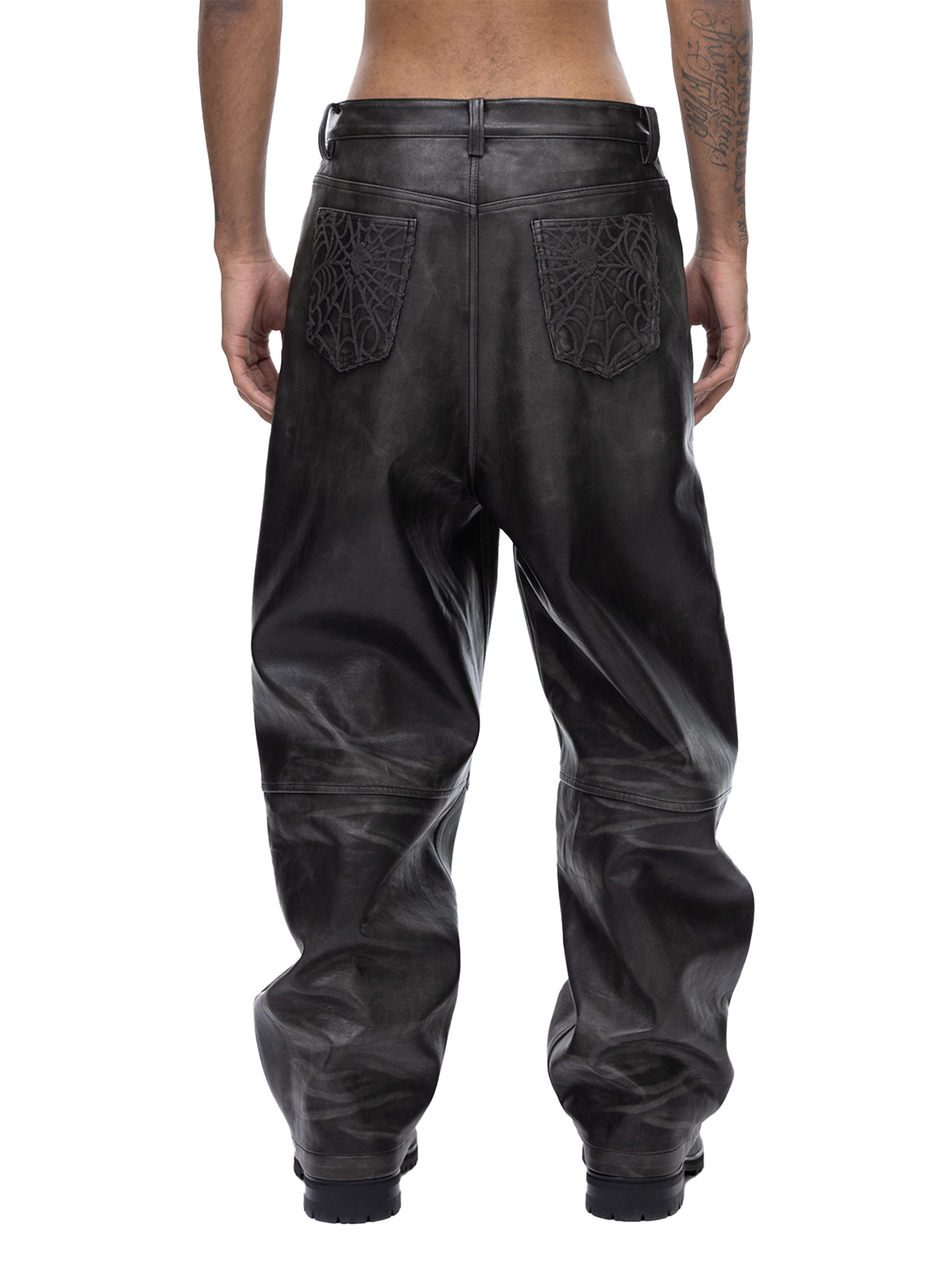 ECLIPSE OF THE BLOOD MOON COBWEB LEATHER PANTS