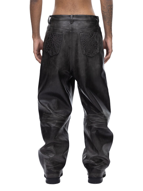 ECLIPSE OF THE BLOOD MOON COBWEB LEATHER PANTS