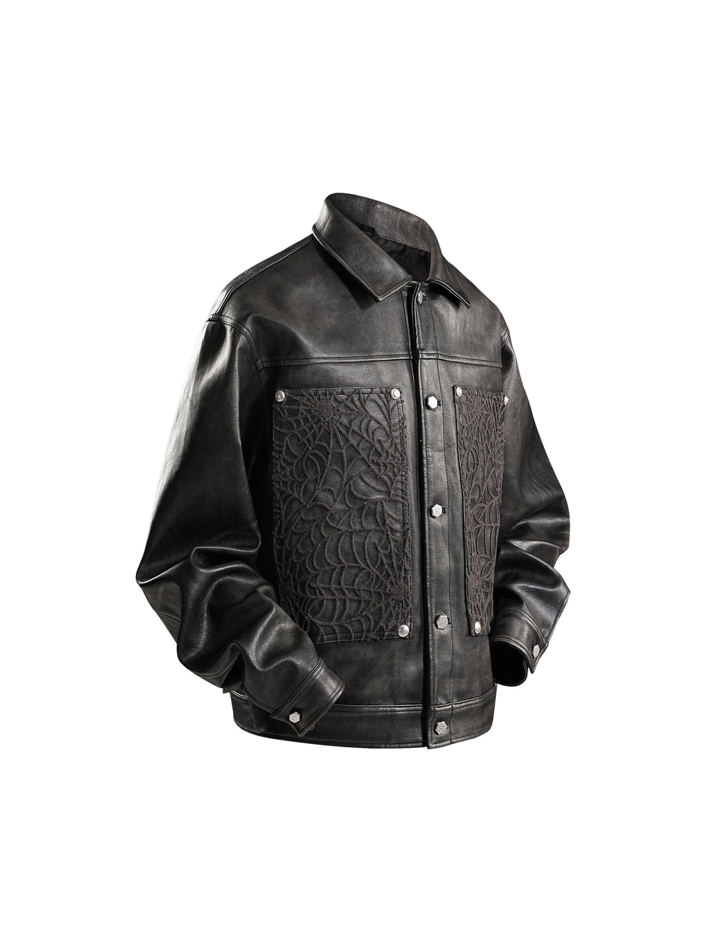 ECLIPSE OF THE BLOOD MOON COBWEB LEATHER JACKET