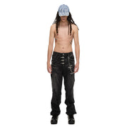 SILVERING DISTRESSED BAT PANTS CHAIN