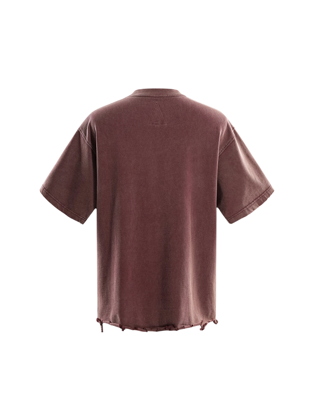TBHNP burgundy Wraith Sorcerer destroyed tee, back flat-lay — men's streetwear tee