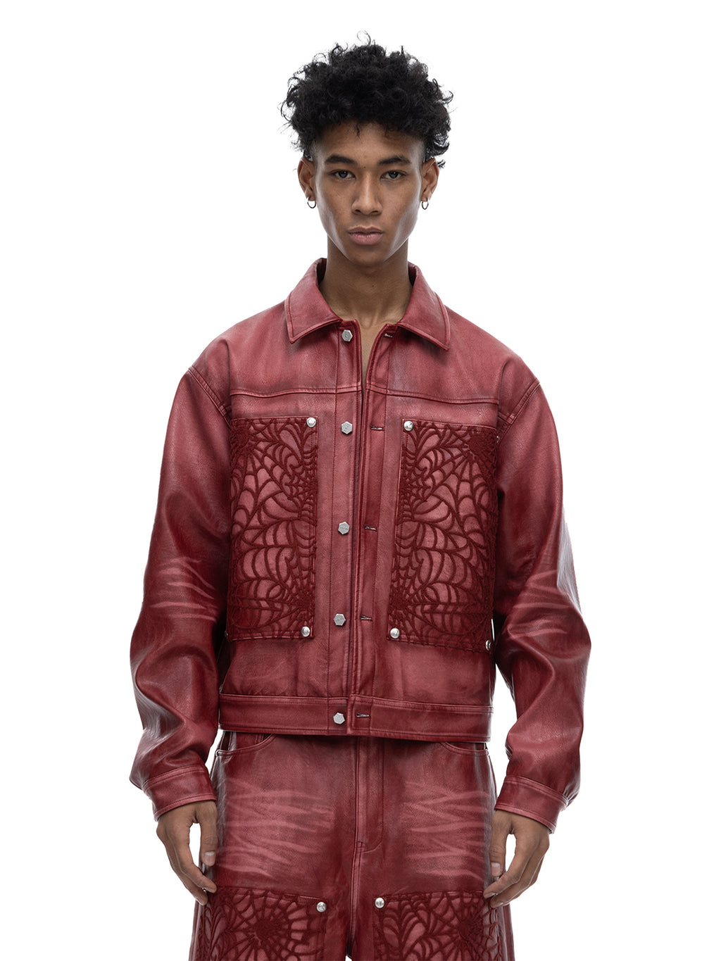 ECLIPSE OF THE BLOOD MOON COBWEB LEATHER JACKET