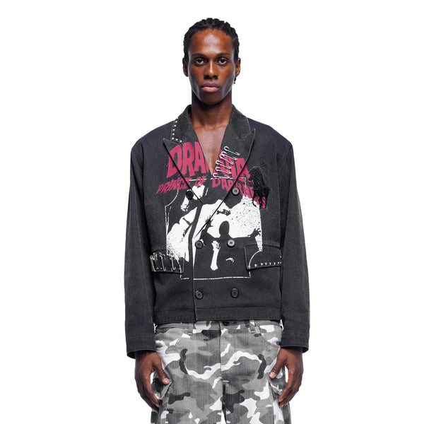 PRINCE OF DARKNESS SPRAY-PAINTED BLAZER
