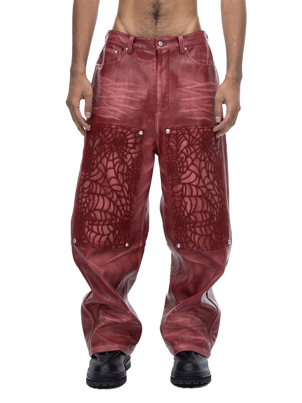 ECLIPSE OF THE BLOOD MOON COBWEB LEATHER PANTS