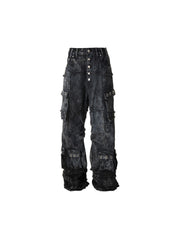 ECLIPSE OF THE BLOOD MOON BRUSHED TEXTURE JEANS WITH POCKETS