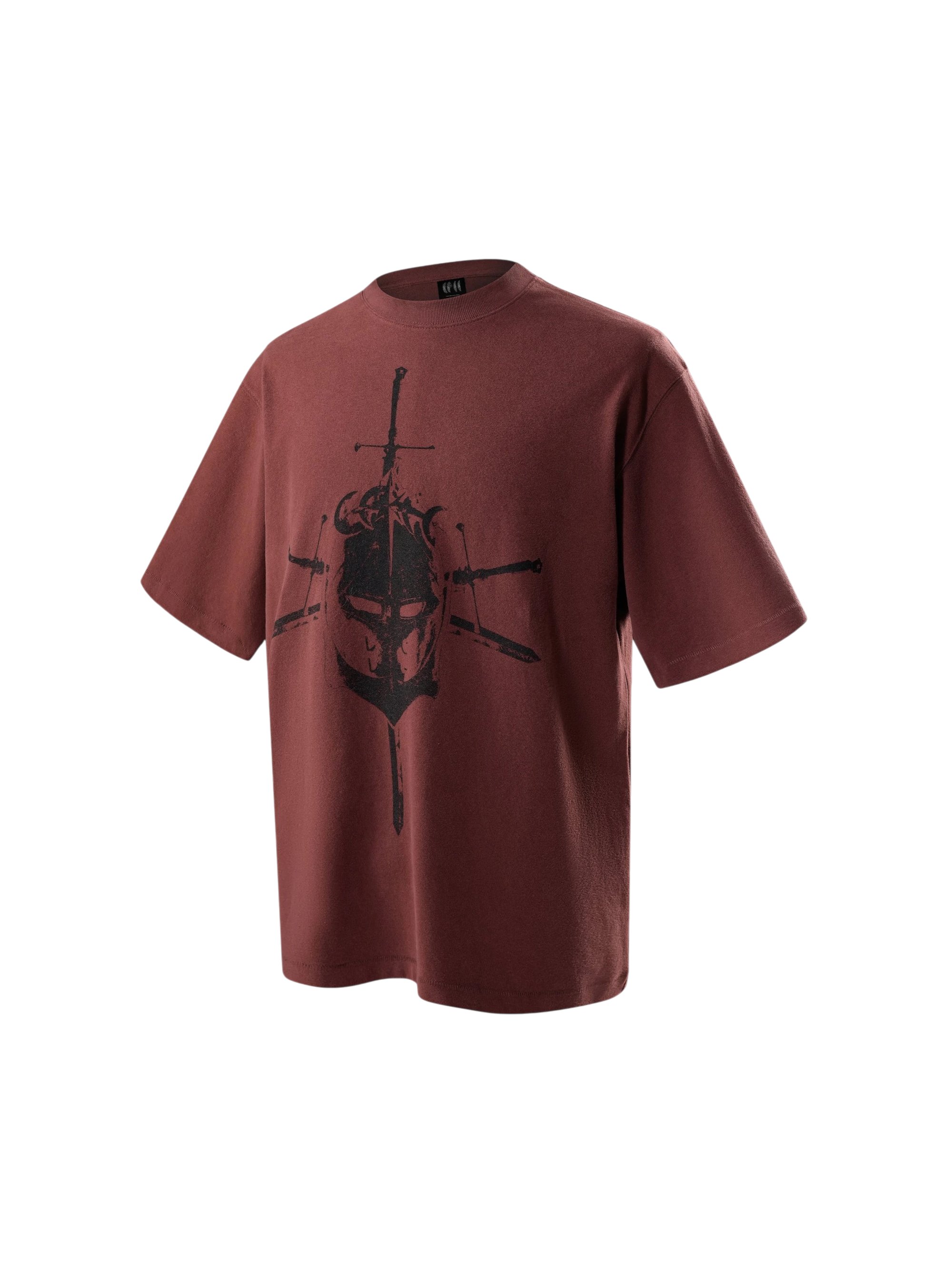 TBHNP red Knight & Sword tee, back flat-lay — men's streetwear tee