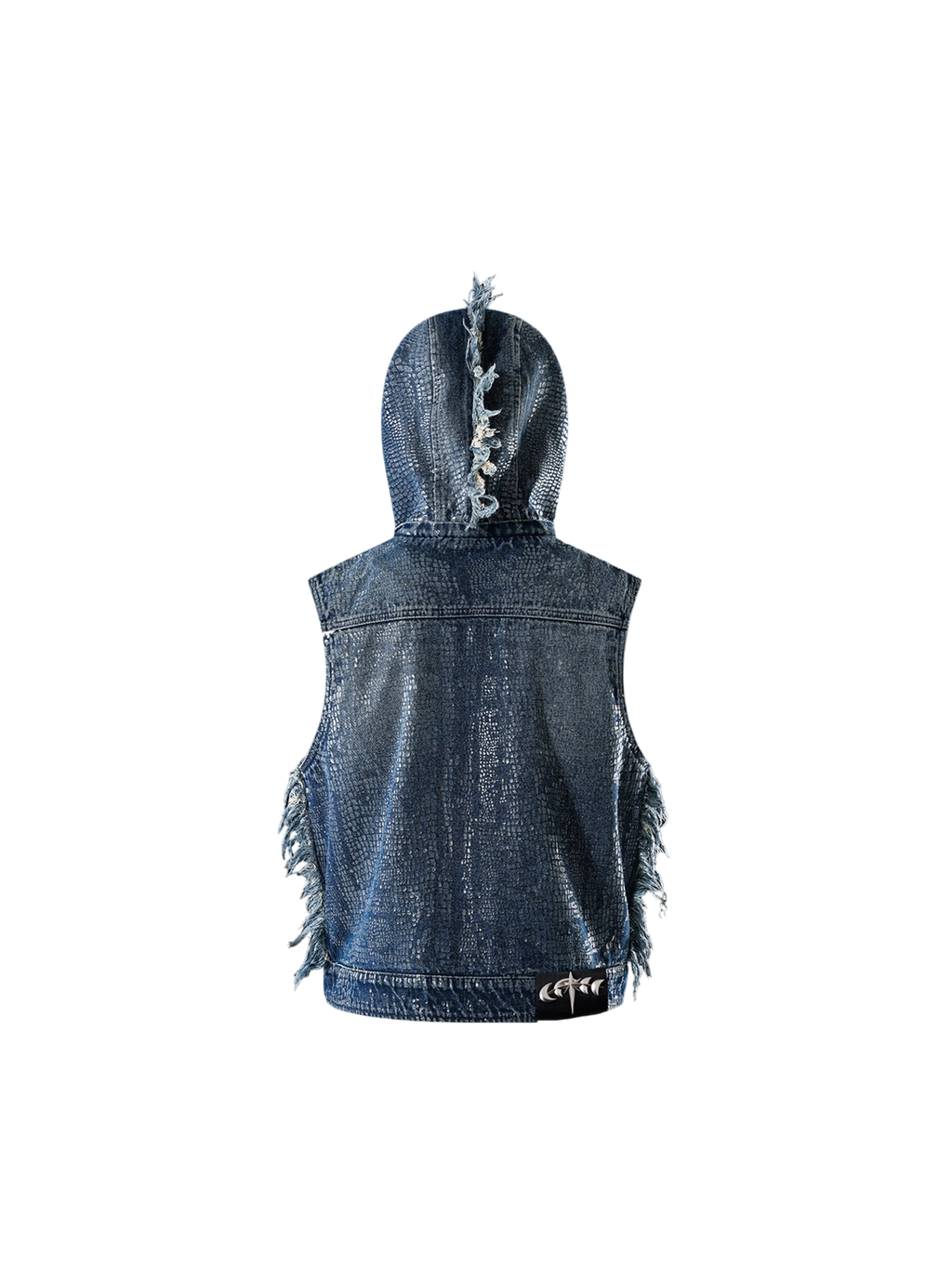 TBHNP Luminous Dawn cobweb distressed denim vest — men's streetwear vest