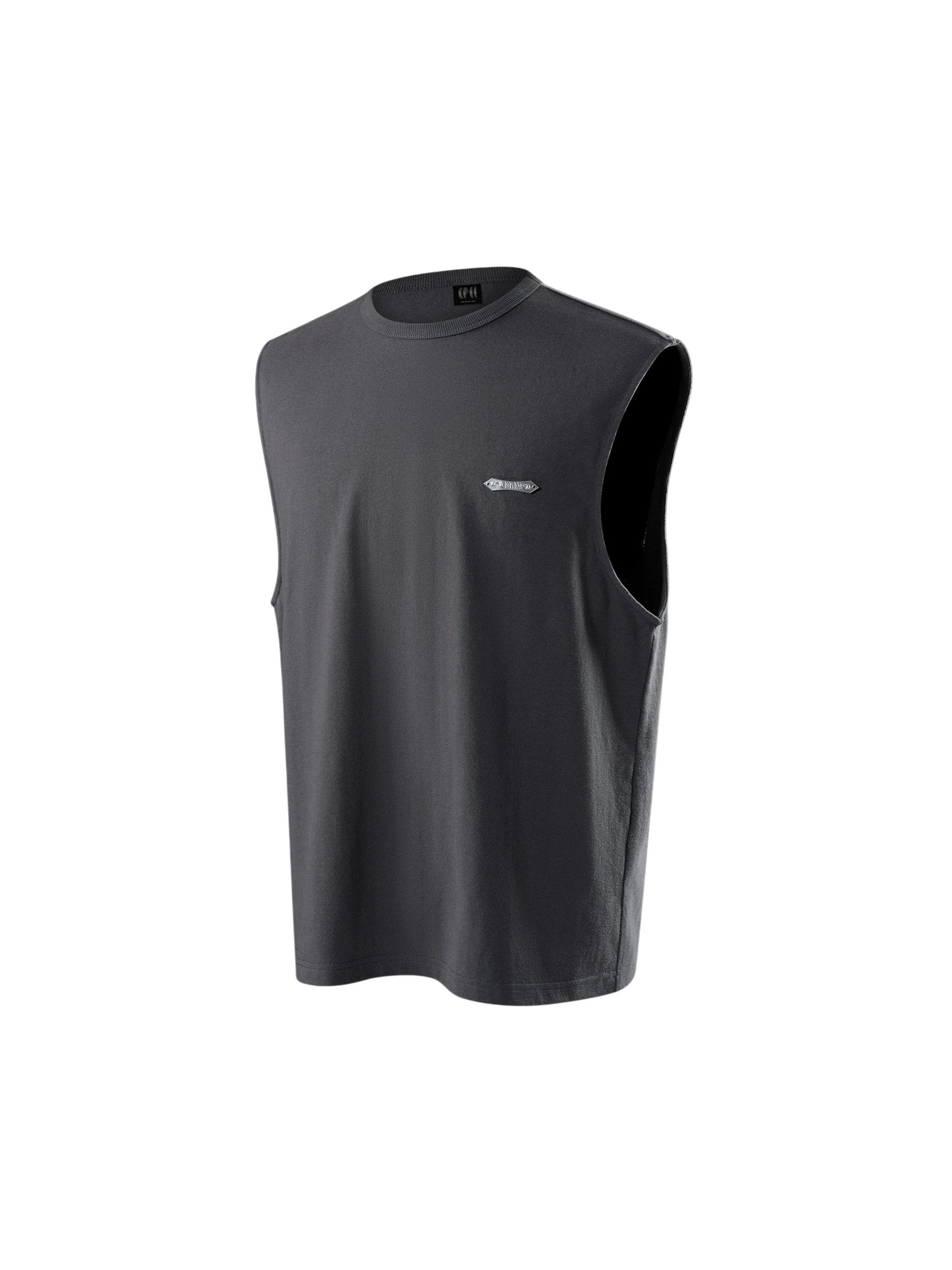 TBHNP dark grey Astral Logo Shadowbat vest, front flat-lay — men's streetwear sleeveless tee