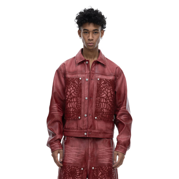ECLIPSE OF THE BLOOD MOON COBWEB LEATHER JACKET
