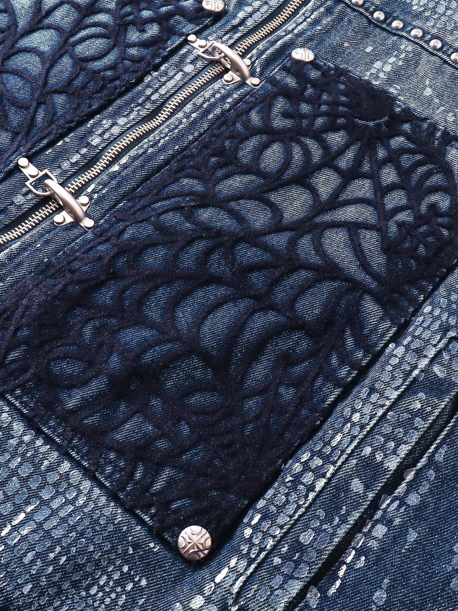 TBHNP Luminous Dawn cobweb distressed denim vest — men's streetwear vest