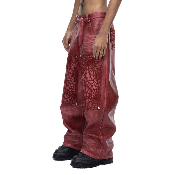 ECLIPSE OF THE BLOOD MOON COBWEB LEATHER PANTS