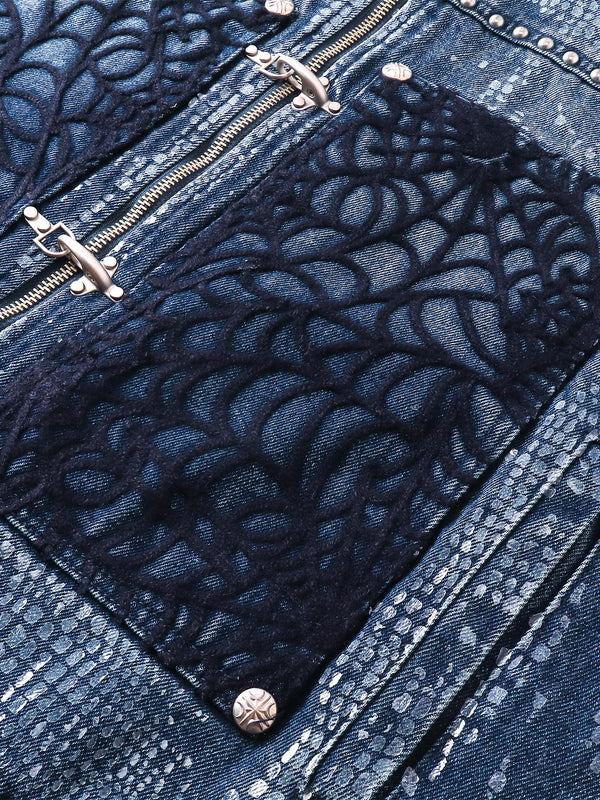 LUMINOUS DAWN FRINGED DENIM HOODEDVEST