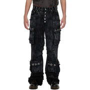 ECLIPSE OF THE BLOOD MOON BRUSHED TEXTURE JEANS WITH POCKETS