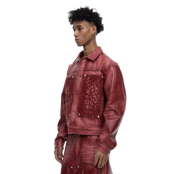 ECLIPSE OF THE BLOOD MOON COBWEB LEATHER JACKET