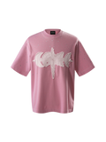 TBHNP Luminous Dawn washed boxy cotton t-shirt with rhinestones and patch embroidery — men's streetwear graphic tee