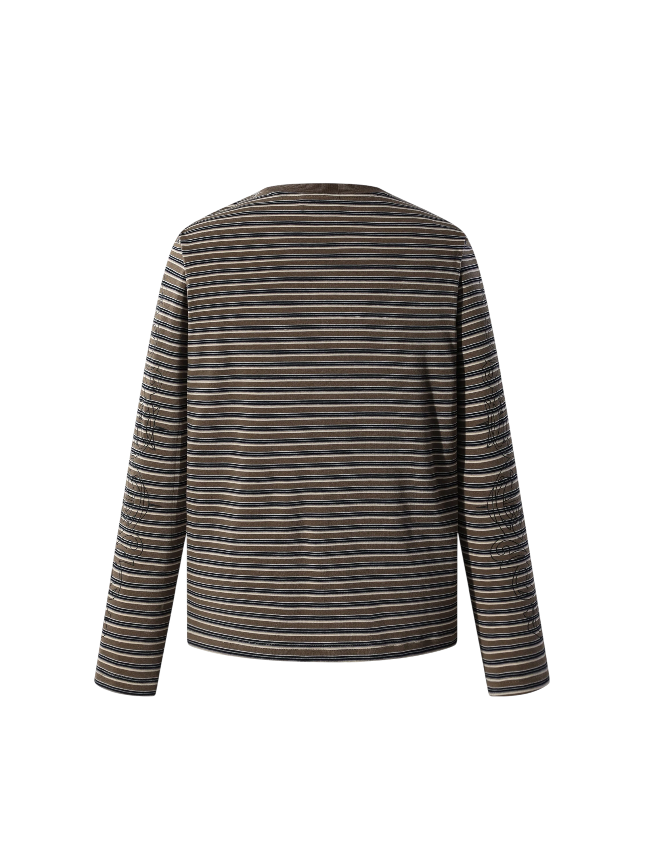 Luminous Dawn striped long-sleeve tee, cuff detail