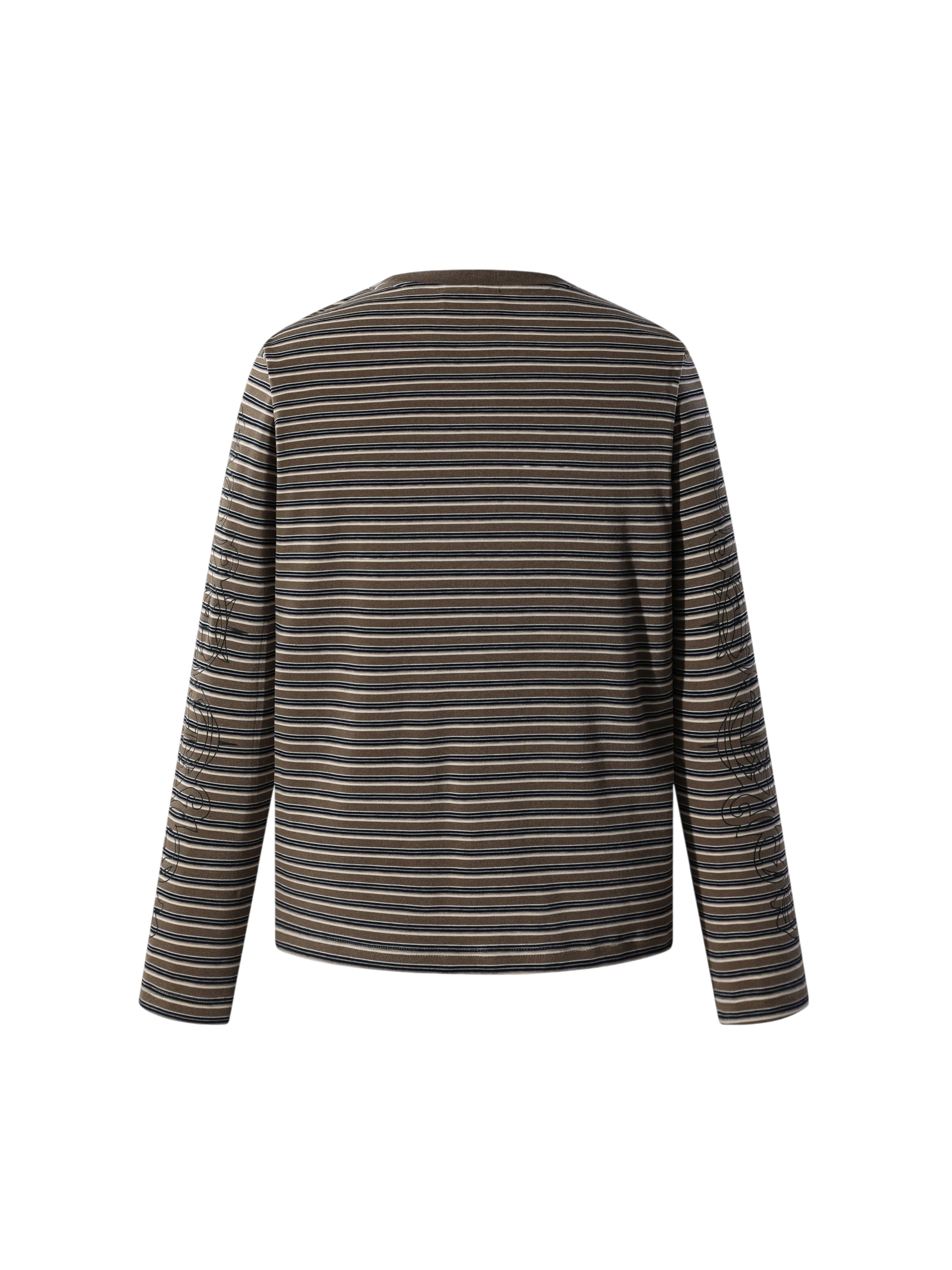 Luminous Dawn striped long-sleeve tee, cuff detail
