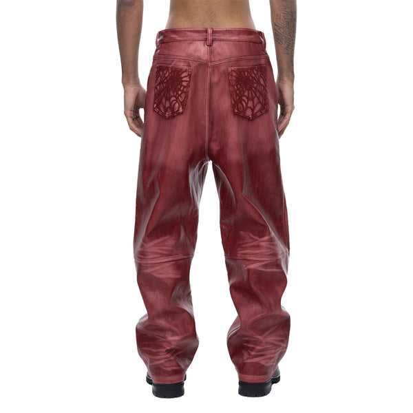 ECLIPSE OF THE BLOOD MOON COBWEB LEATHER PANTS