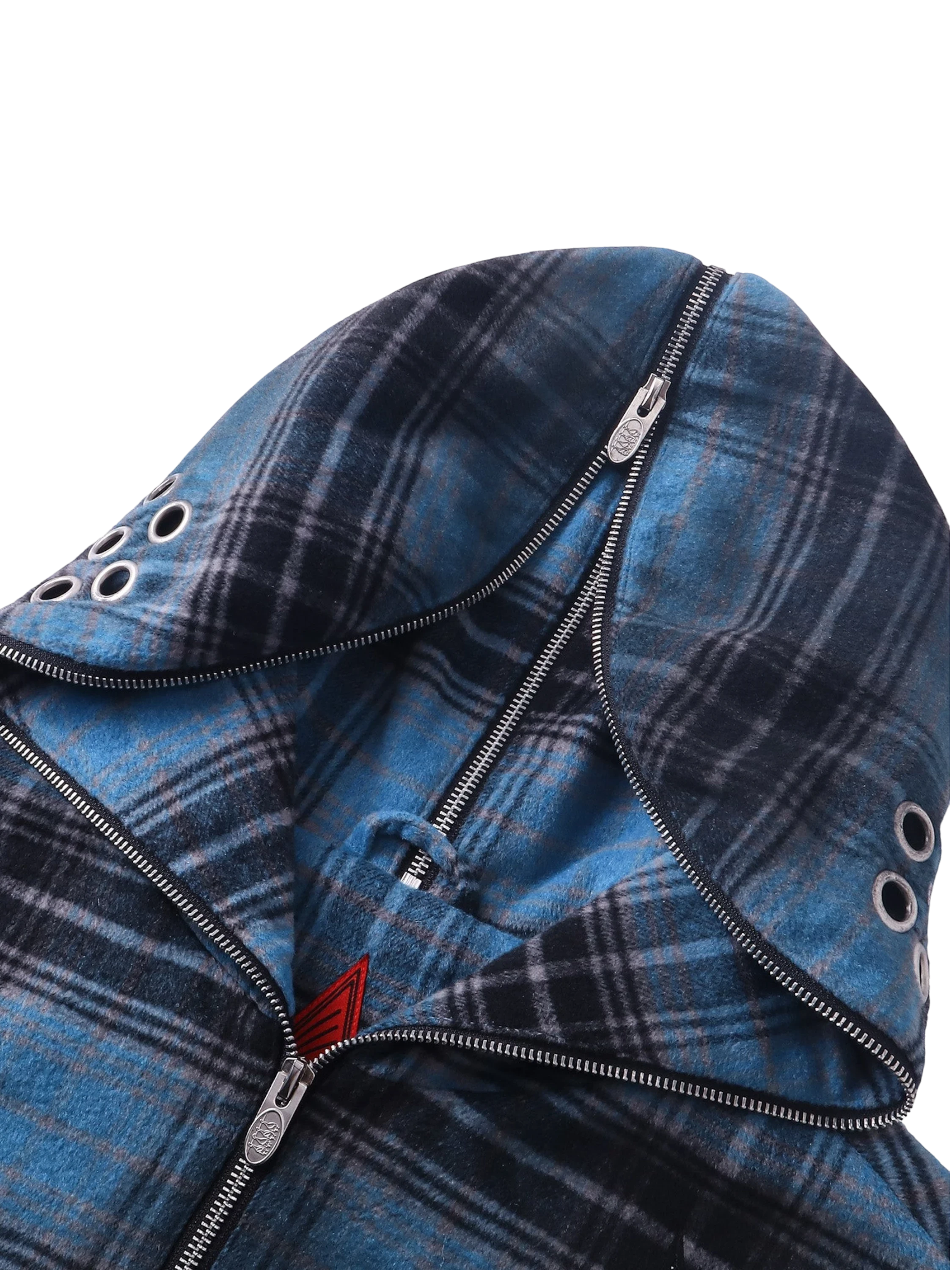 TBHNP Eclipse of the Blood Moon knight plaid zip hooded shirt — men's gothic streetwear shirt