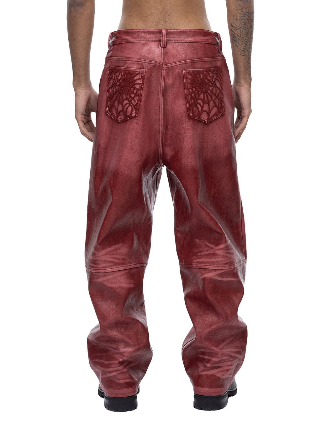 ECLIPSE OF THE BLOOD MOON COBWEB LEATHER PANTS