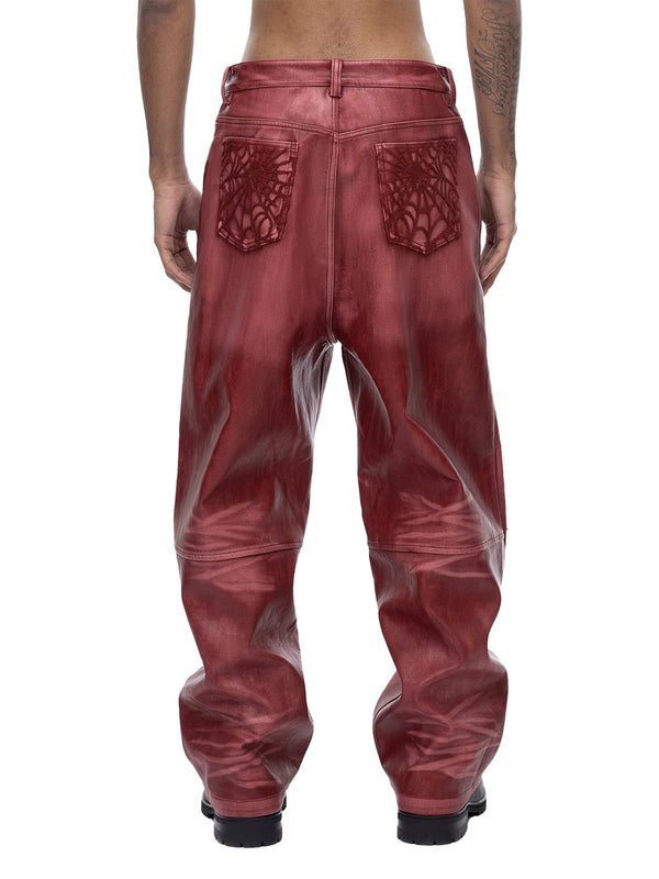 ECLIPSE OF THE BLOOD MOON COBWEB LEATHER PANTS