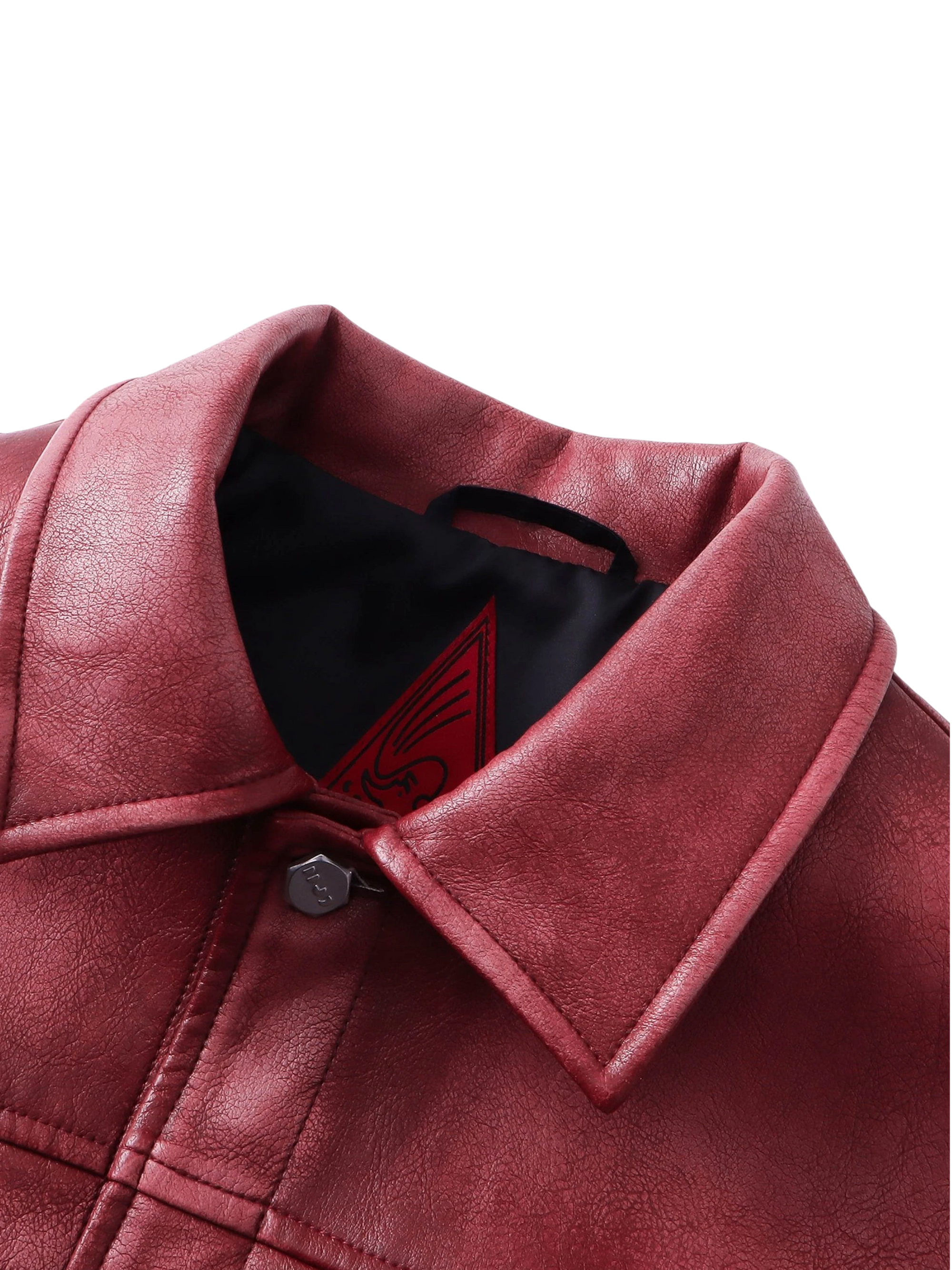 TBHNP Eclipse of the Blood Moon cobweb embroidered faux leather jacket — men's gothic streetwear jacket