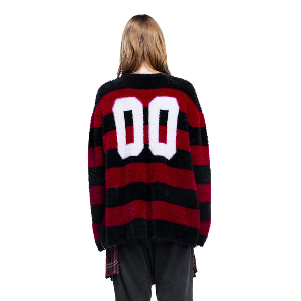 PRINCE OF DARKNESS FAUX FUR STRIPED SWEATER