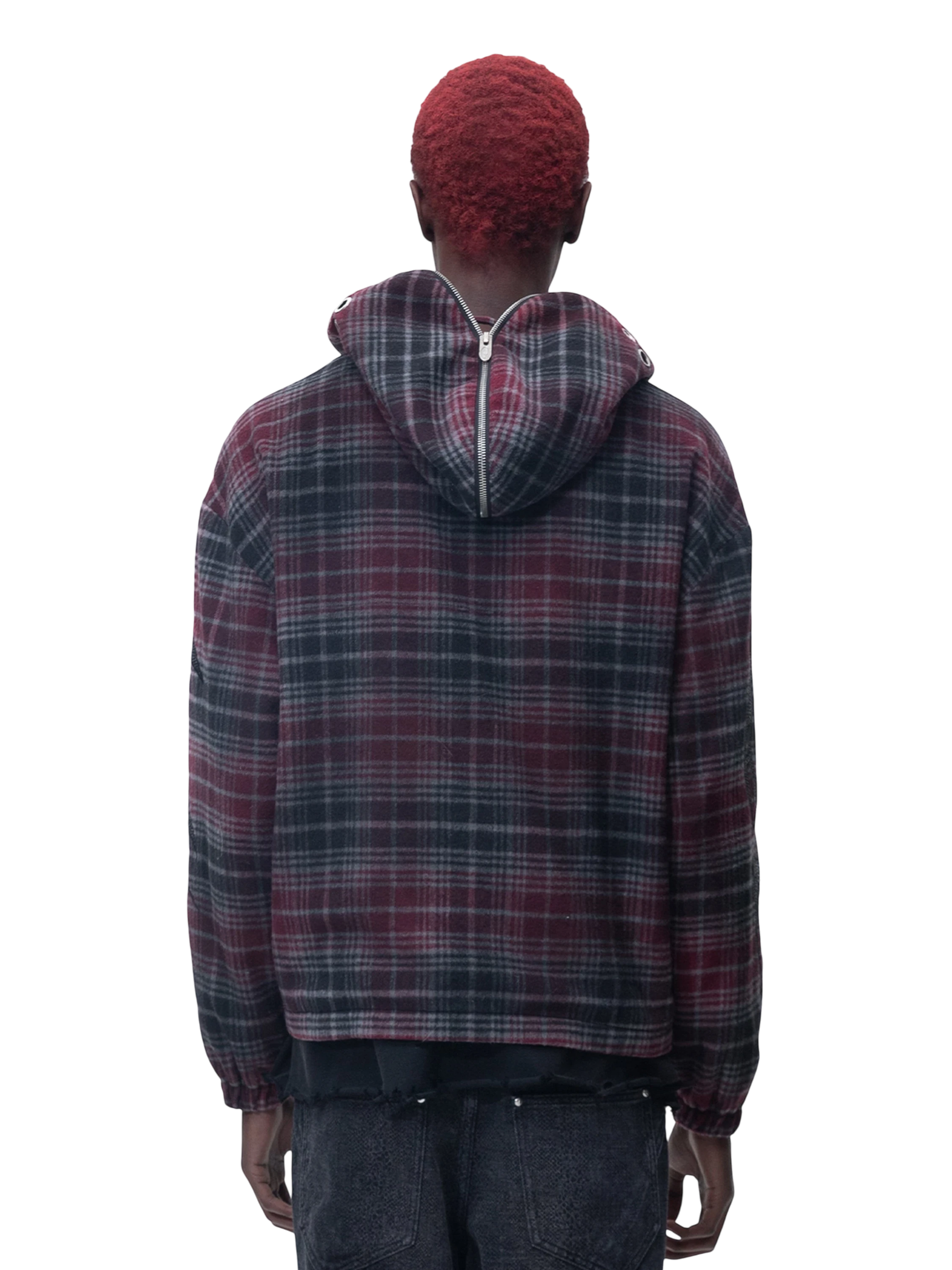 TBHNP Eclipse of the Blood Moon knight plaid zip hooded shirt — men's gothic streetwear shirt