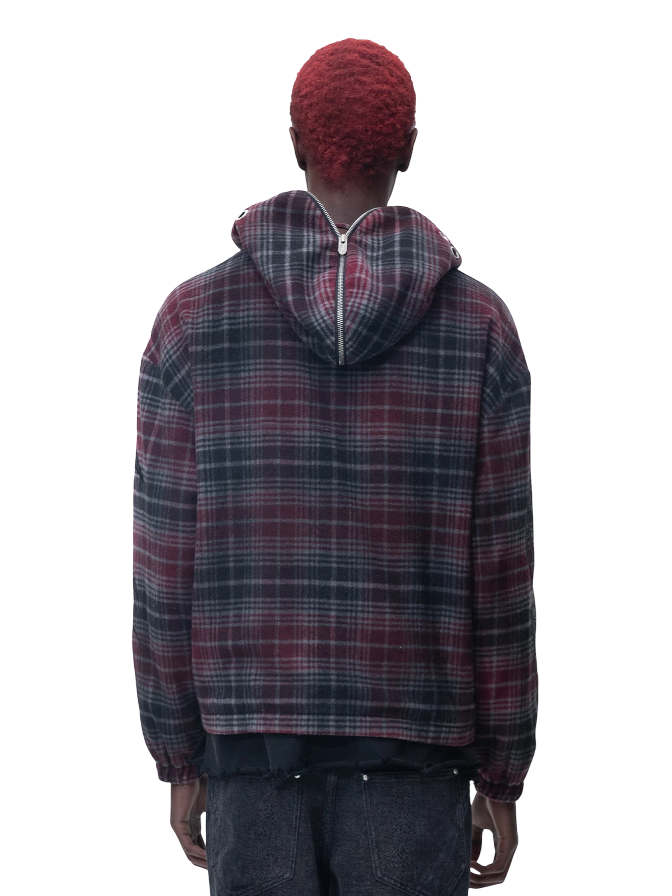 TBHNP Eclipse of the Blood Moon knight plaid zip hooded shirt — men's gothic streetwear shirt