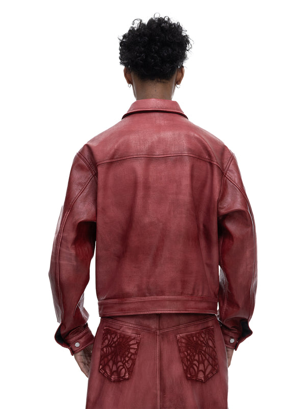 ECLIPSE OF THE BLOOD MOON COBWEB LEATHER JACKET